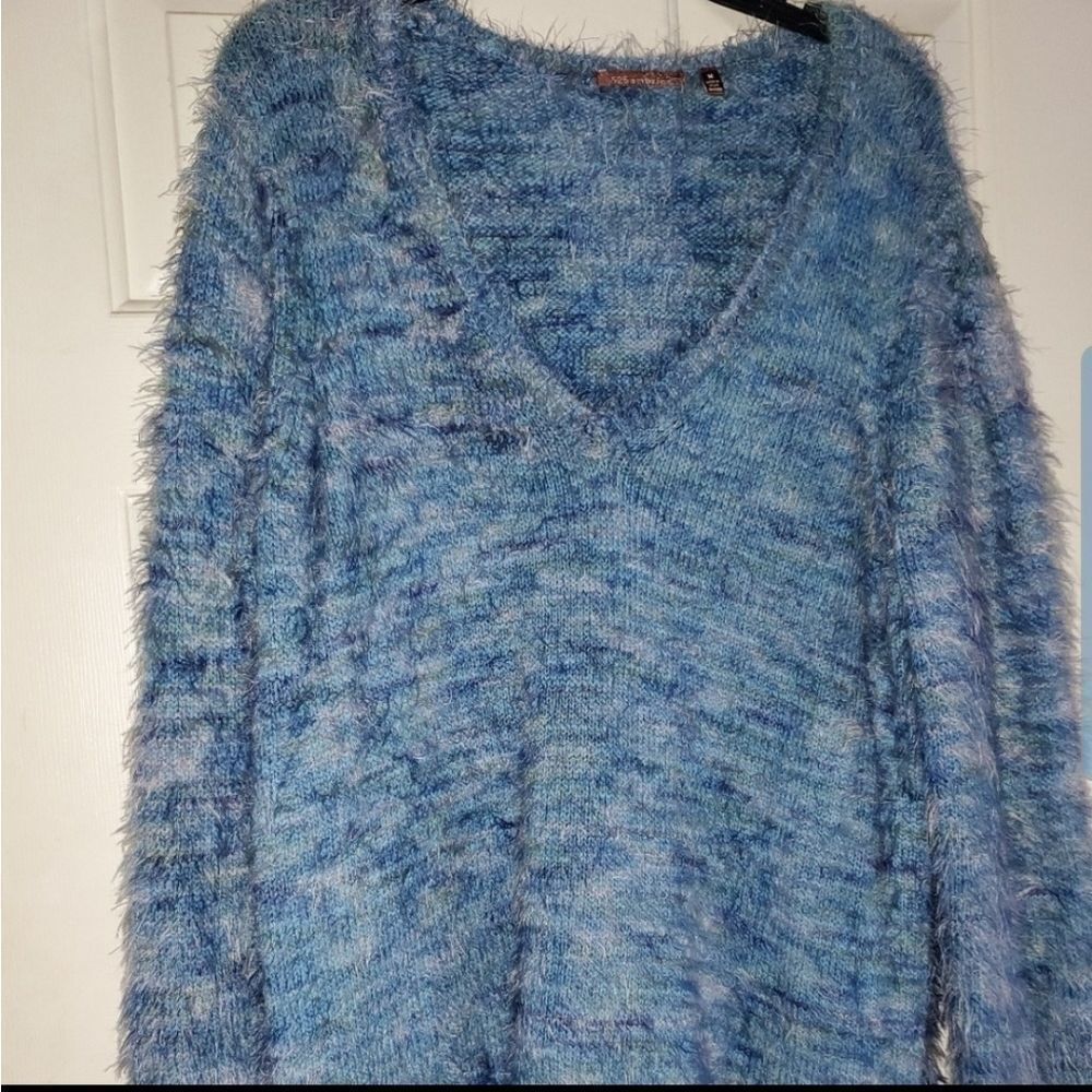 525 America Long Sleeve Sweater Tunic Dress V Neck Medium Eyelash Boho Grunge - Picture 4 of 7